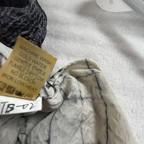 Dressori Womens Sheer Black/White Abstract Grid Textured Silk Tunic Top Medium - Picture 5 of 9